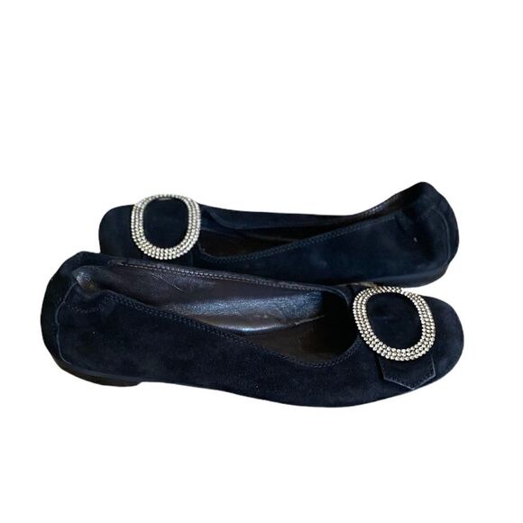 AGL Atillio Giusti Leombruni Suede and Rhinestone Ballet Flats 36.5 - Picture 3 of 7